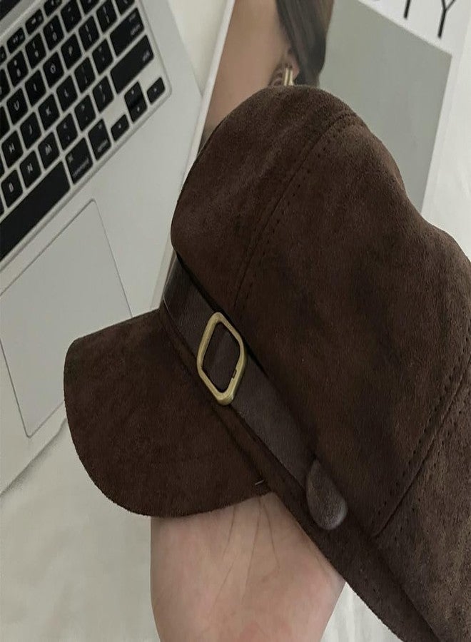 EMGILL Vintage Newsboy Hats Winter Suede Caps Women's Octagonal Hat Fashion Gatsby Cabbie Baker Visor Beret Hat Brown - Image 5